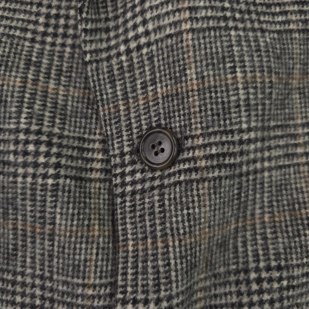 Vintage Jos A Bank Blazer Mens 44R Gray Camel Hair Wool Plaid Sport Coat Jacket